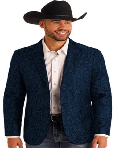 Western Blazers - Saco Vaquero Para Hombre - Paisley Blazer in Navy