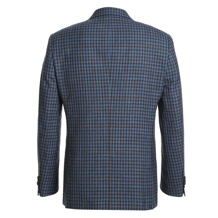 Saco vaquero - Western Sport Coat - Western Blazer - Mens Two Button Slim Fit Wool Sport Coat Blazer In Navy Blue & Burgundy Mini Check