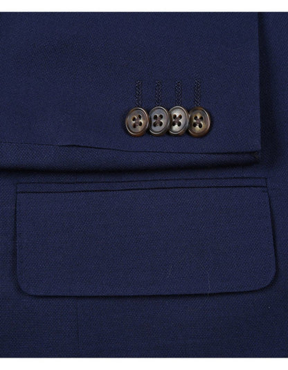 Mens Basic Two Button Classic Fit Wool Navy Blue Blazer Sport Coat - Men's Tuxedo USA