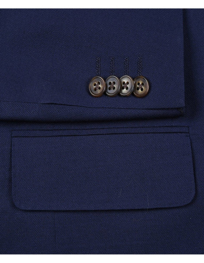 Mens Basic Two Button Classic Fit Wool Navy Blue Blazer Sport Coat - Men's Tuxedo USA