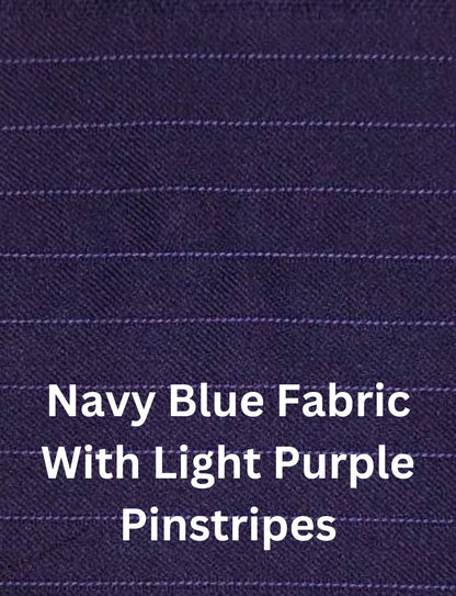 Navy Blue Fabric With Light Purple Pinstripes