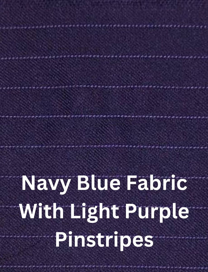 Navy Blue Fabric With Light Purple Pinstripes