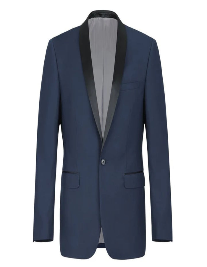 Blue Wedding Tuxedo - Mens Traditional Slim Fit Shawl Navy Blue Collar Tuxedo