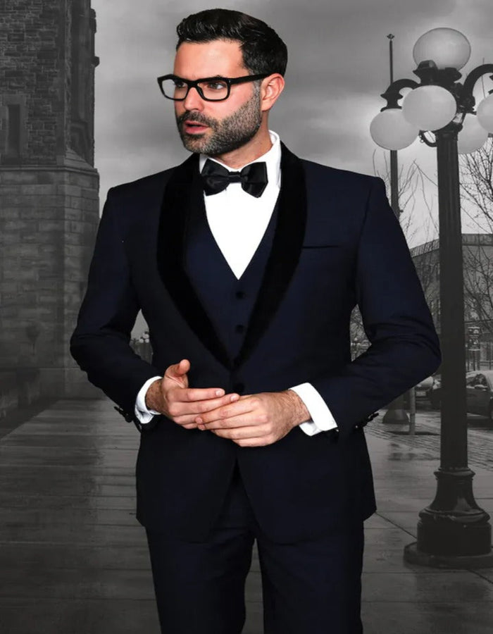 Blue Wedding Tuxedo - Men's Vested Classic Dinner Navy Wedding Tuxedo