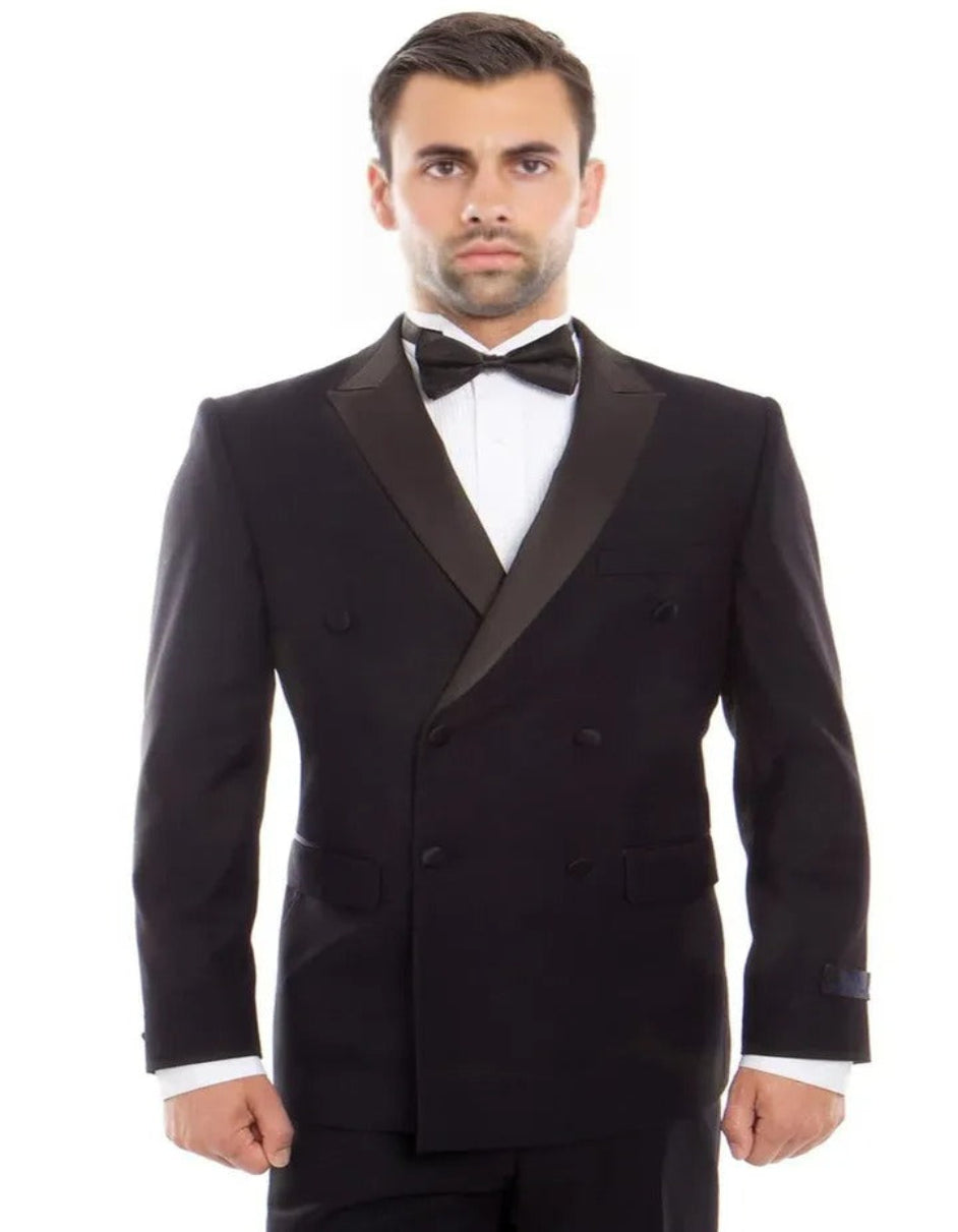 Blue Wedding Tuxedo - Men's Slim Fit Double Breasted Navy Blue Tuxedo