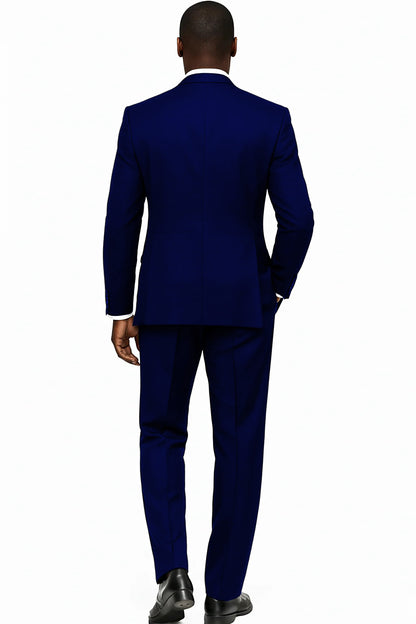 Mens Tiglio Rosso Suit - Wide Leg Baggy Pants - 100% Wool  Black Three-Piece Suit with Double-Breasted Vest and Peak Lapel