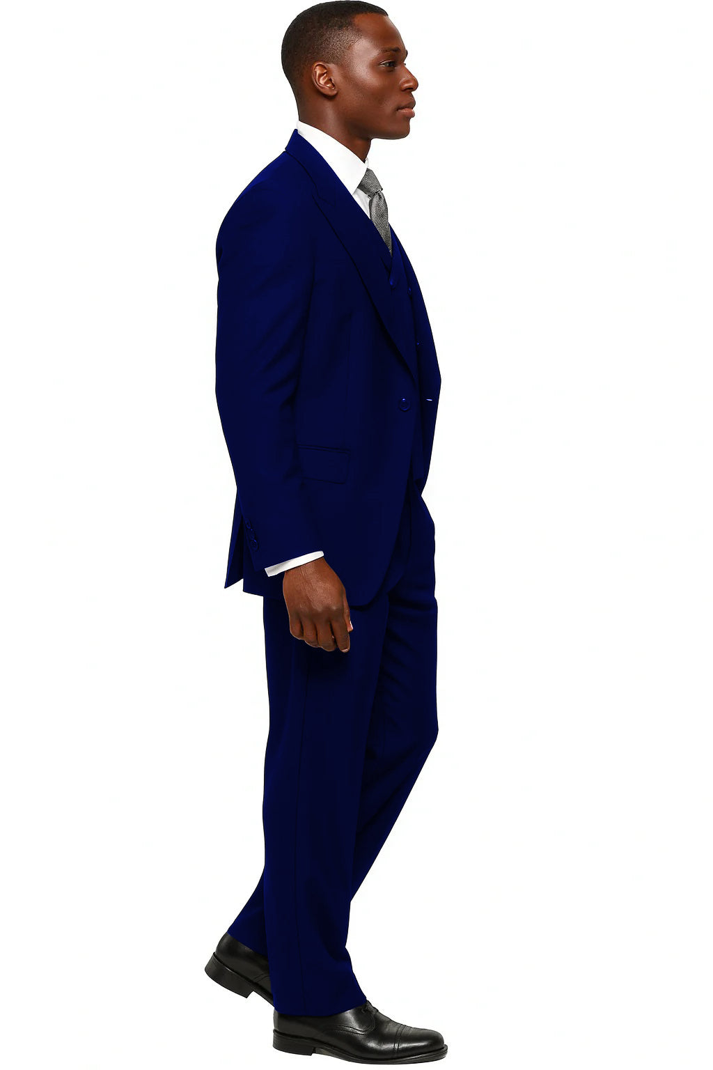 Mens Tiglio Rosso Suit - Wide Leg Baggy Pants - 100% Wool  Black Three-Piece Suit with Double-Breasted Vest and Peak Lapel