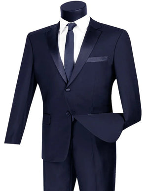 Blue Wedding Tuxedo - Mens 2 Button Slim Fit Navy Tuxedo
