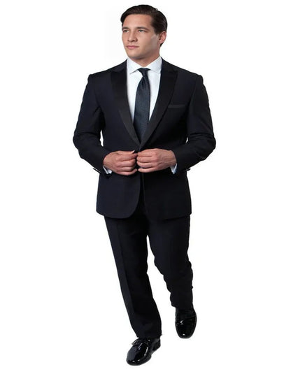 Blue Wedding Tuxedo - Men's Slim Fit One Button Peak Lapel Wedding Navy Blue Tuxedo
