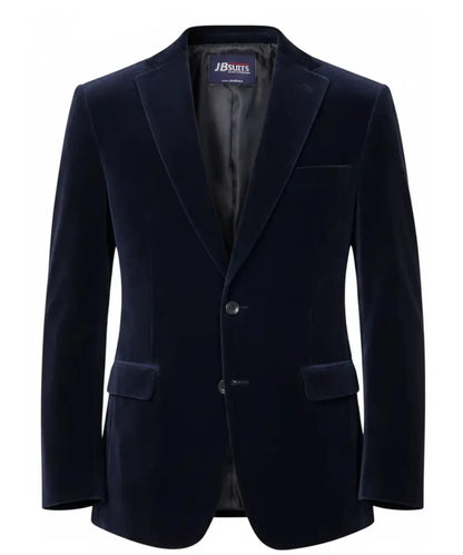 Men’s Navy Blue Velvet Blazer – Luxury Evening Dinner Jacket