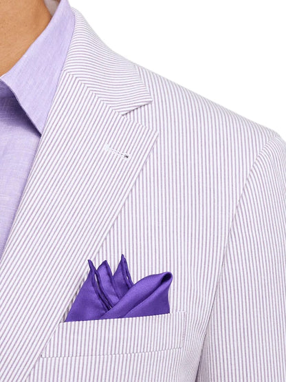 Mens Lavender Seersucker Suit Blazer  Pants Cotton Fabric - Summer Fabric in Purple color