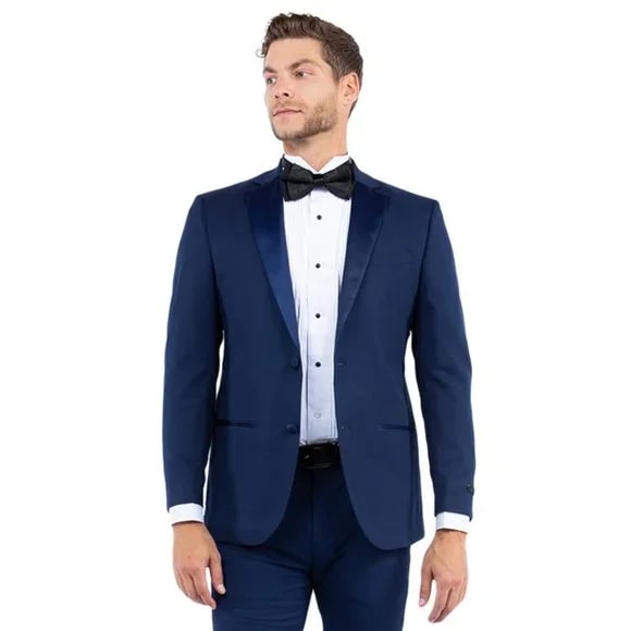 Notch Lapel Tuxedo Separates Coat, Navy by ZeGarie