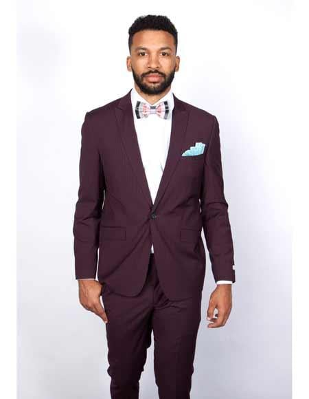 Men'S Slim Fit Burgundy ~ Wine ~ Maroon Suit