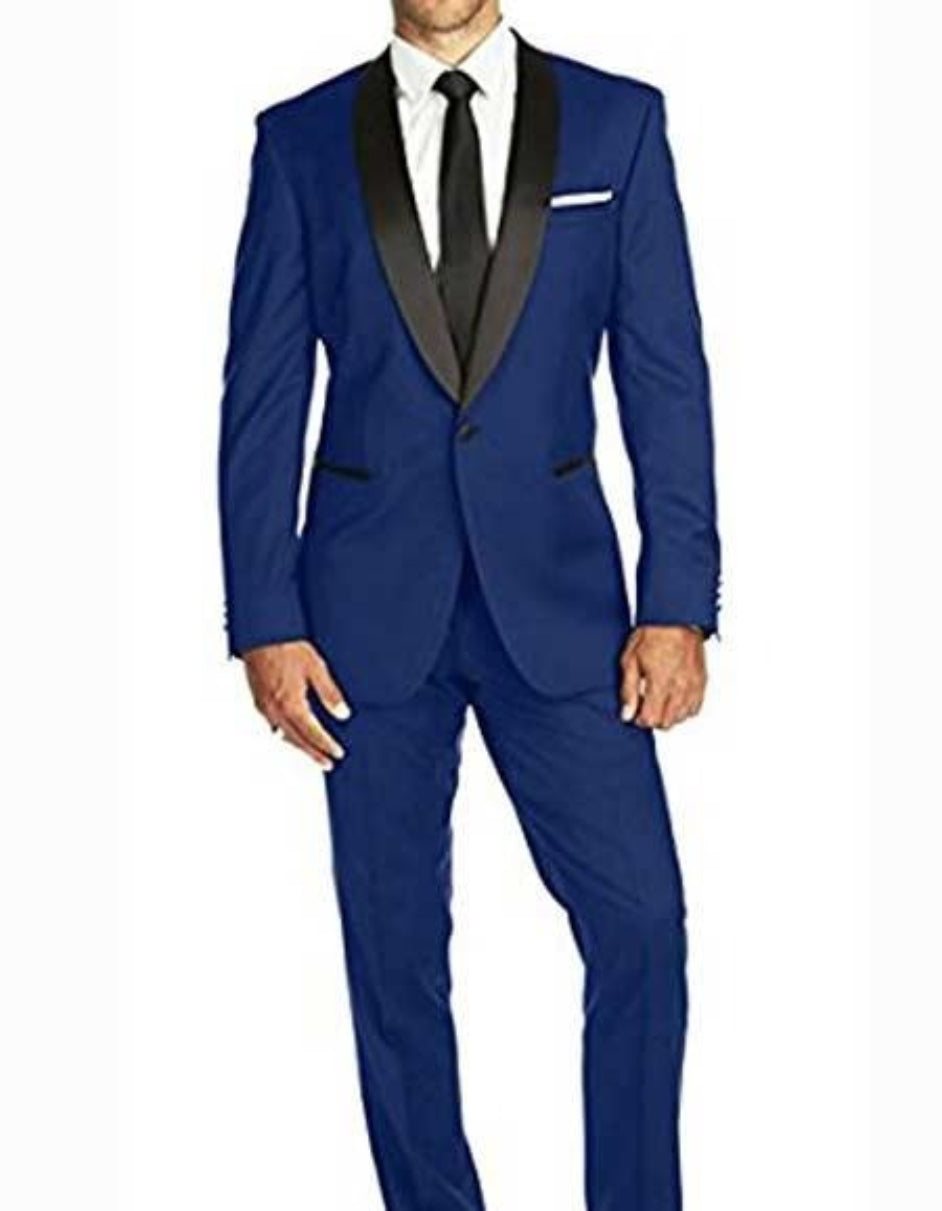 Authentic Braveman Men's Two Button Solid Blue Suit Regular Fit