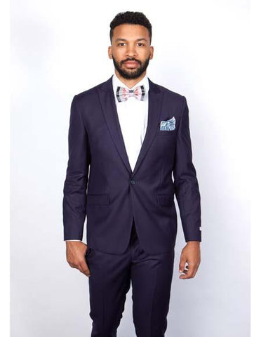 Men's Rossiman Rossi Man Brands Tapered Plum Leg Lower Rise Pants & Get Skinny 1 Button Slim Fit Peak Lapel Suit 100% Wool