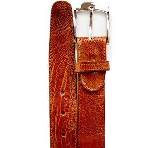 Ostrich Leg Belt- Burned Amber