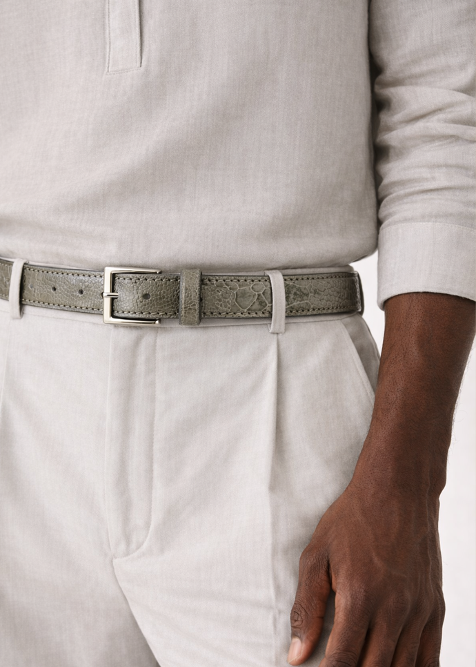Belvedere Ostrich Leg Belt - Gray Luxury Shoe