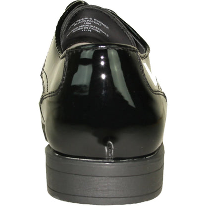 Bravo Mens Formal Wedding and Prom Double Runner Shiny Patent Dress Shoe in Black