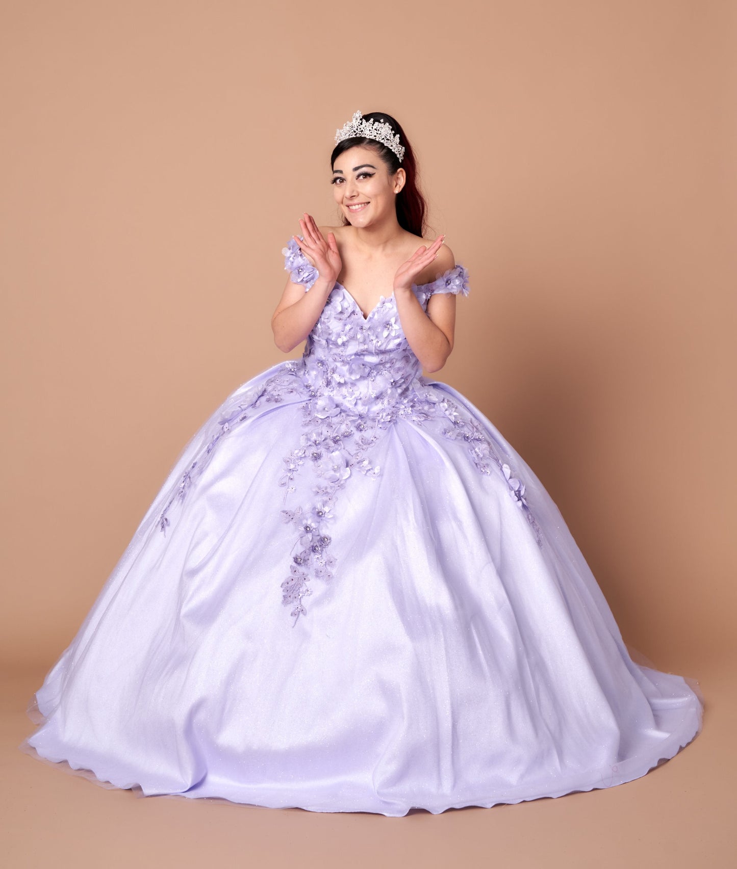 3D Floral Embroidered Quinceanera Dress Off Shoulder Ball Gown by Calla WB21551