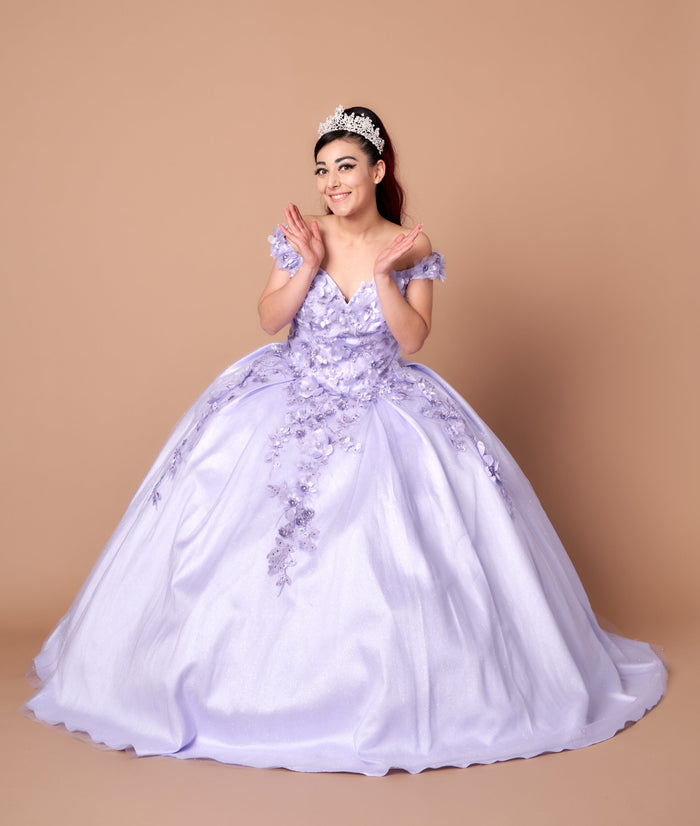 3D Floral Embroidered Quinceanera Dress Off Shoulder Ball Gown by Calla WB21551