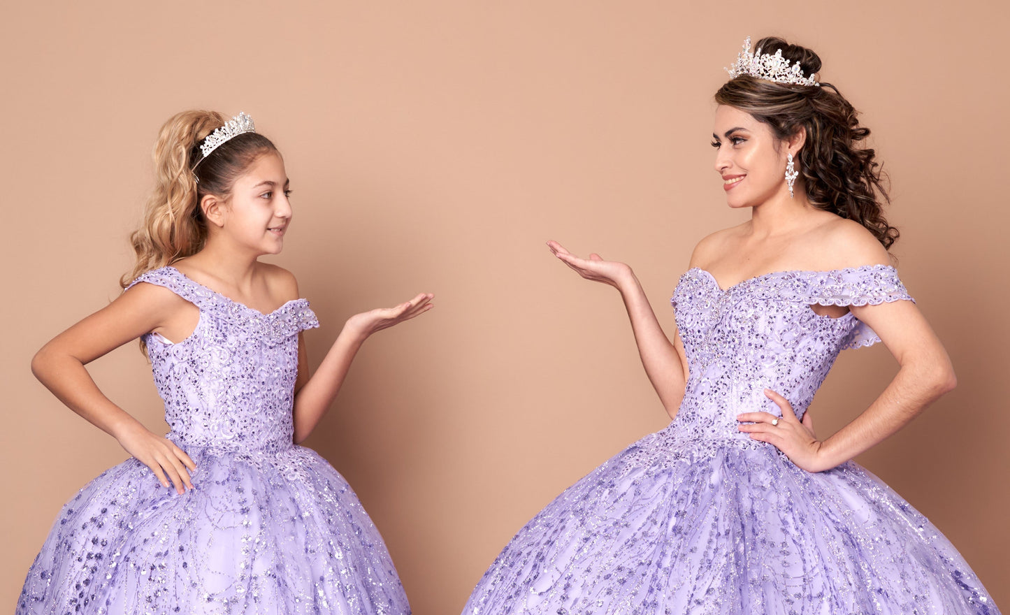 Cape Sleeve Glitter Quinceanera Dress Appliqué Off-Shoulder Ball Gown by Calla SCL-30003