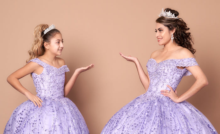 Cape Sleeve Glitter Quinceanera Dress Appliqué Off-Shoulder Ball Gown by Calla SCL-30003