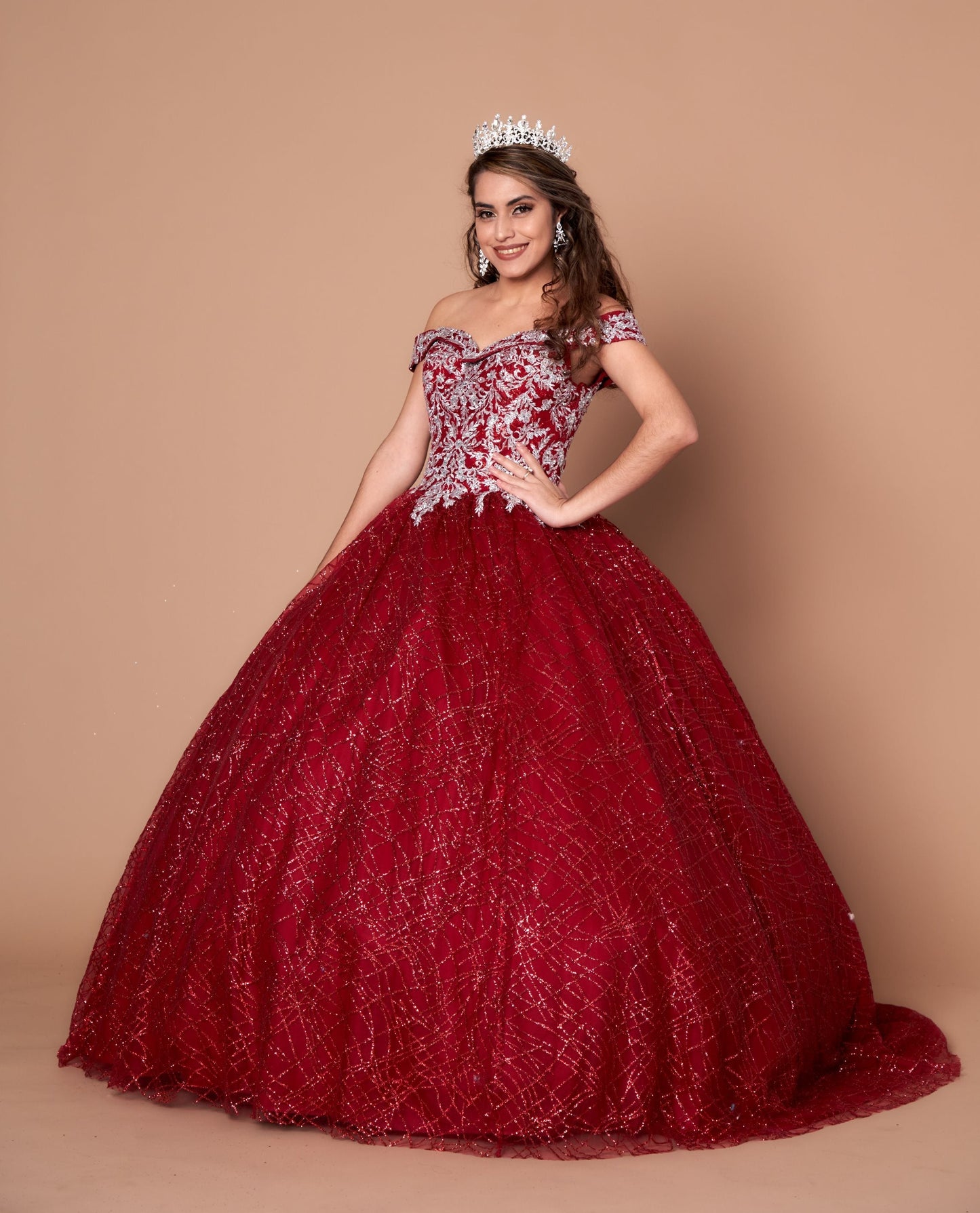 Calla WB-20509 Glitter Embroidered Quince Dress Off The Shoulder Ball Gown