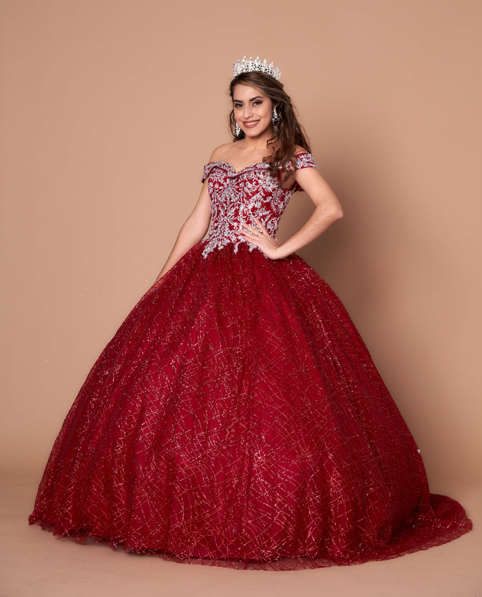 Calla WB-20509 Glitter Embroidered Quince Dress Off The Shoulder Ball Gown