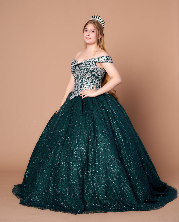 Calla WB-20509 Glitter Embroidered Quince Dress Off The Shoulder Ball Gown