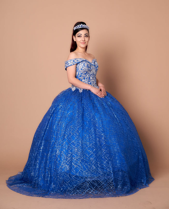 Calla WB-20509 Glitter Embroidered Quince Dress Off The Shoulder Ball Gown