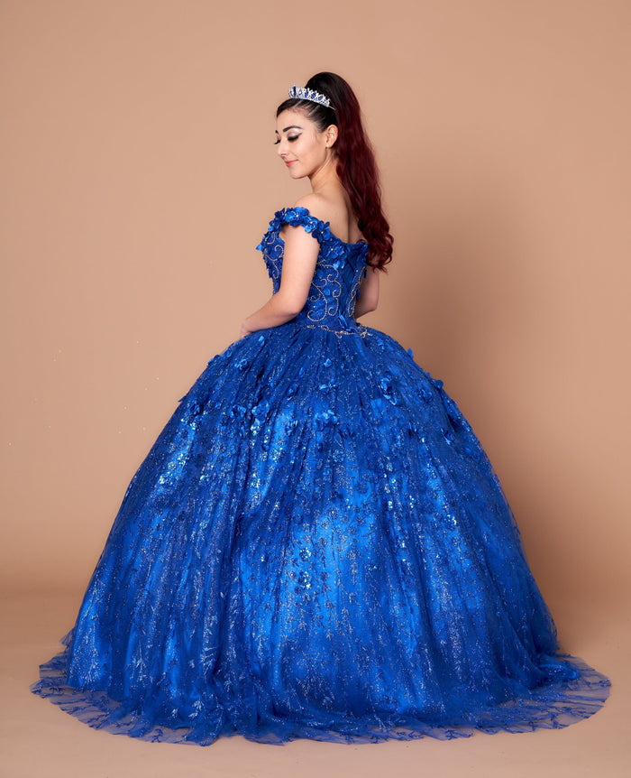 3D Floral Off Shoulder Cape Ball Gown by Calla SCL-30001