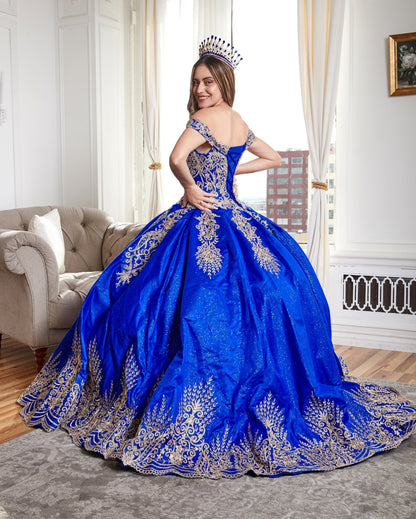 Glitter Embroidered Quince Dress Applique Off Shoulder Ball Gown by Calla KY72838