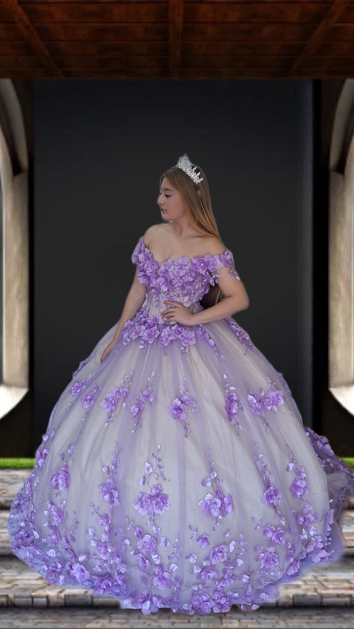 3D Floral Quinceanera Dress Off Shoulder Ball Gown by Calla SCL30005