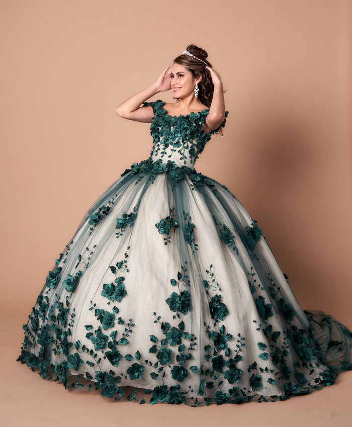 3D Floral Quinceanera Dress Off Shoulder Ball Gown by Calla SCL30005