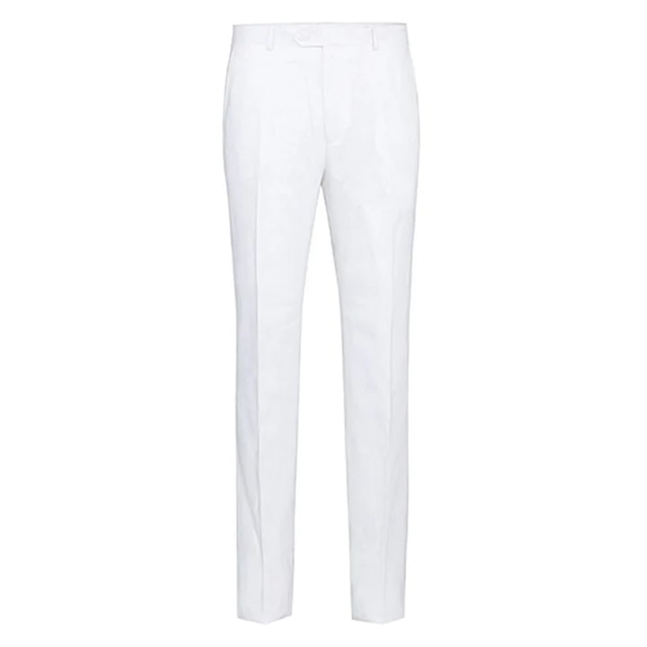 White Wedding Suit For Men - Perfect For Groom - Mens Basic Two Button Classic Fit Linen Summer Suit In White - Men's Tuxedo USA