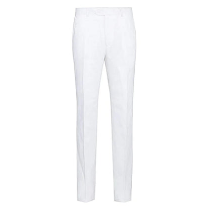 White Wedding Suit For Men - Perfect For Groom - Mens Basic Two Button Classic Fit Linen Summer Suit In White - Men's Tuxedo USA