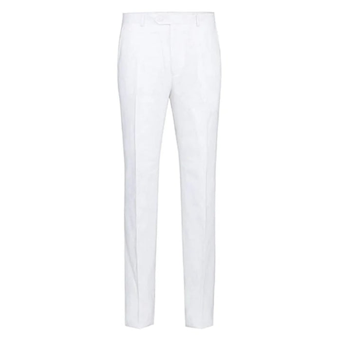 White Wedding Suit For Men - Perfect For Groom - Mens Basic Two Button Classic Fit Linen Summer Suit In White - Men's Tuxedo USA