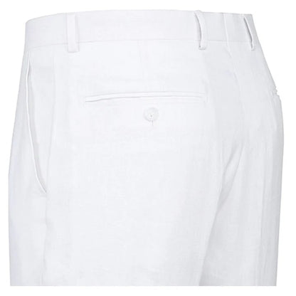 White Wedding Suit For Men - Perfect For Groom - Mens Basic Two Button Classic Fit Linen Summer Suit In White - Men's Tuxedo USA