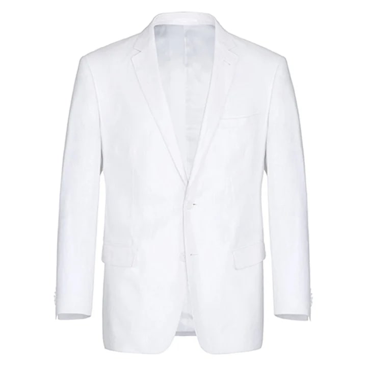 White Wedding Suit For Men - Perfect For Groom - Mens Basic Two Button Classic Fit Linen Summer Suit In White - Men's Tuxedo USA