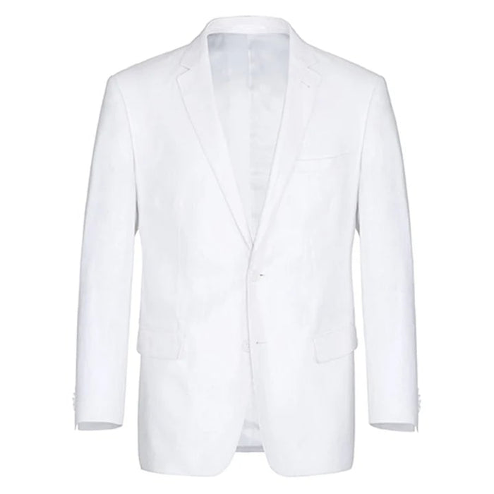 White Wedding Suit For Men - Perfect For Groom - Mens Basic Two Button Classic Fit Linen Summer Suit In White - Men's Tuxedo USA
