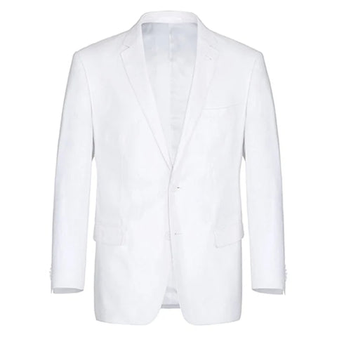 White Wedding Suit For Men - Perfect For Groom - Mens Basic Two Button Classic Fit Linen Summer Suit In White - Men's Tuxedo USA