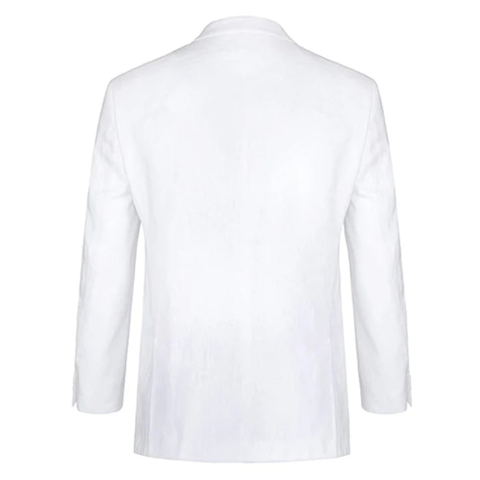 White Wedding Suit For Men - Perfect For Groom - Mens Basic Two Button Classic Fit Linen Summer Suit In White - Men's Tuxedo USA
