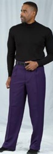 Pacelli Dark Purple Pleated Baggy Fit Dress Pants Men'S Wide Leg Trousers