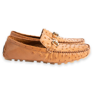 P01407 Palm Beach Genuine Ostrich Driver- Light Tan