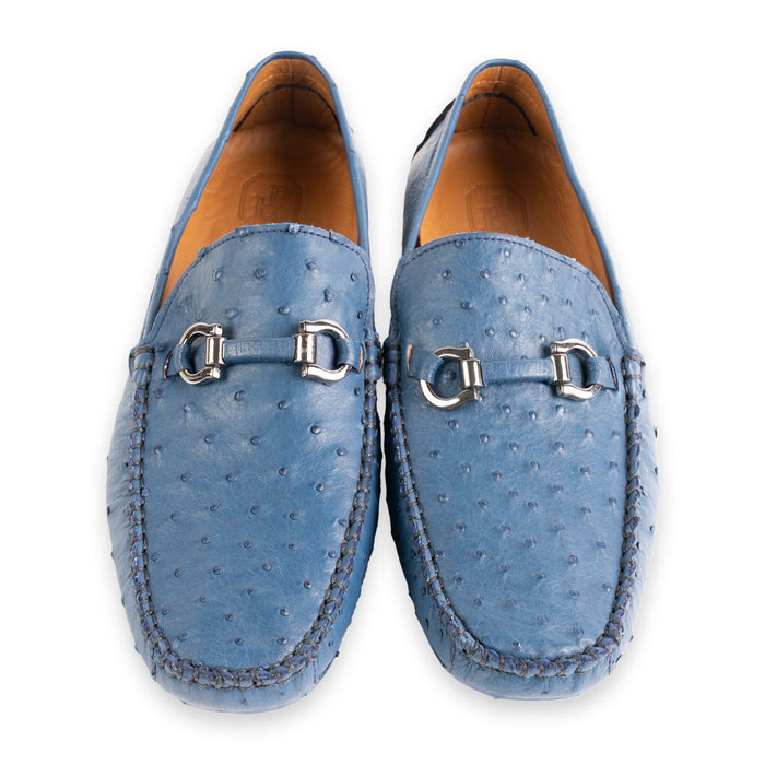 P01409 Palm Beach Genuine Ostrich Driver- Ocean Blue