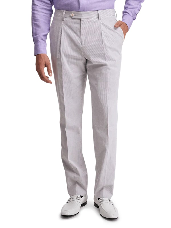 Mens Lavender Seersucker Suit Blazer  Pants Cotton Fabric - Summer Fabric in Purple color