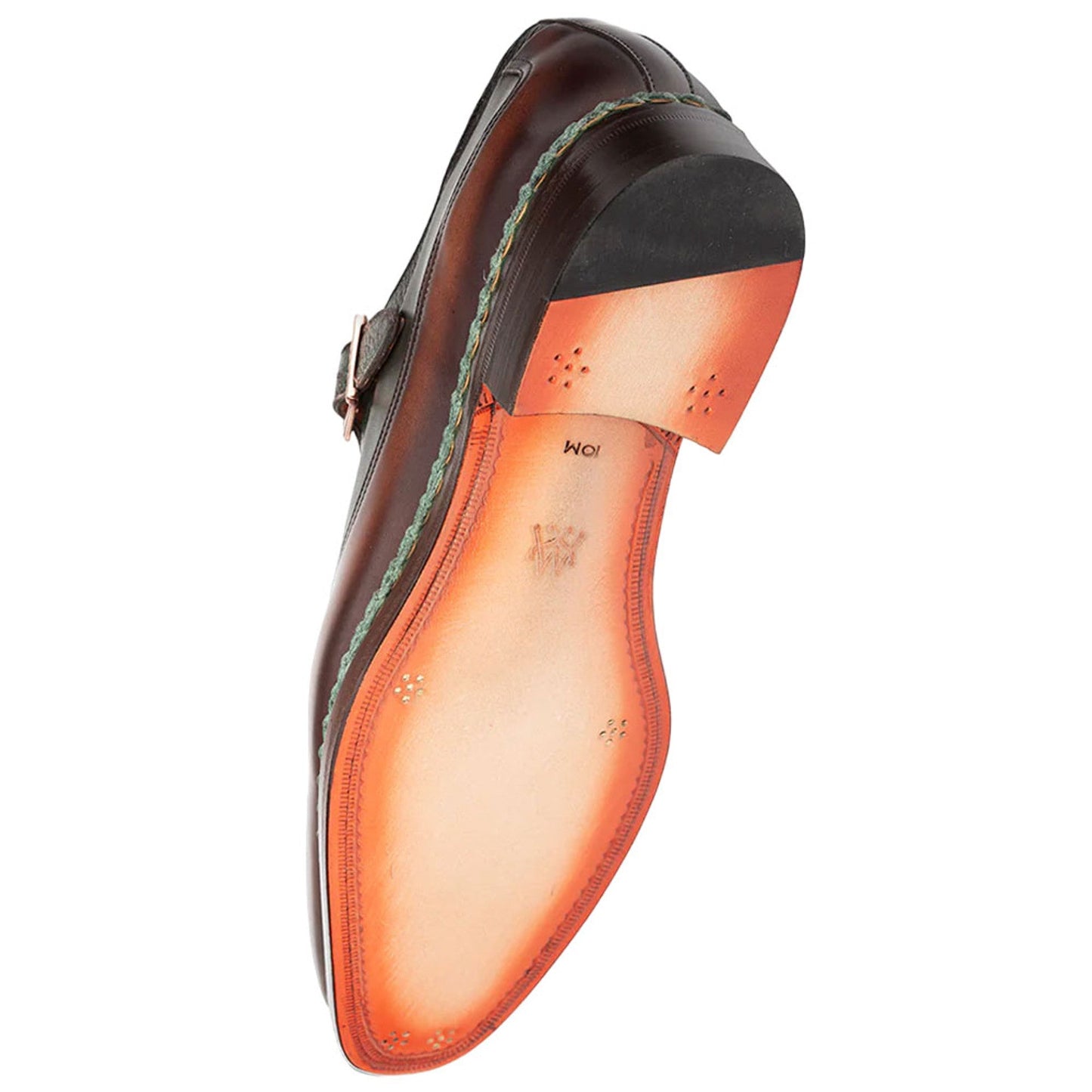 Mezlan Artesano Men's Chocolate/Forest Patina Calfskin Two-Toned Monk Strap Shoes