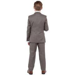 Perry Ellis Boys Sharkskin 5pc Suit, Stoned Cocoa - Men's Tuxedo USA