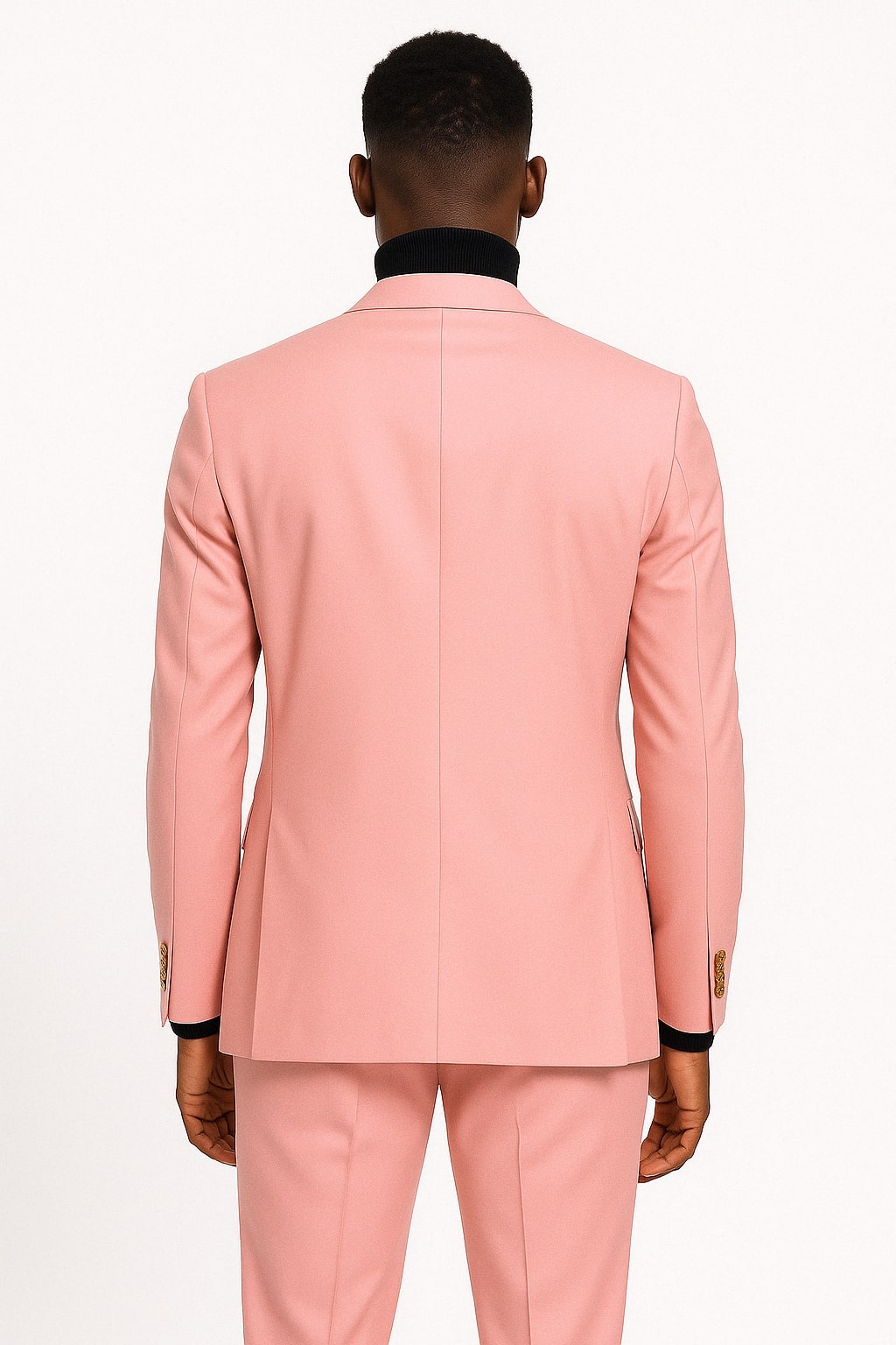 Pink Ruffled Suit 34 Mens Pink Double-Breasted Suit with Gold Buttons