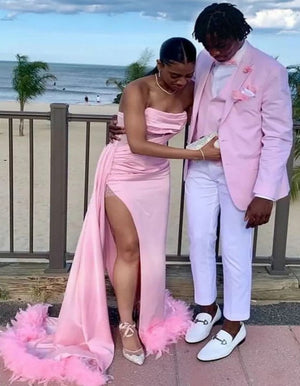 Pink And White Tuxedo Suit With White Pants  White Shirt  Pink Vest  Bowtie and White Shoe